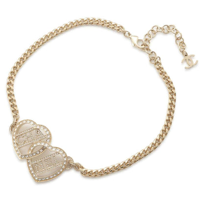 Chanel heart logo choker Gold ABB646 Metal Rhinestone