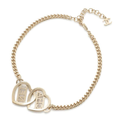 Chanel heart logo choker Gold ABB646 Metal Rhinestone