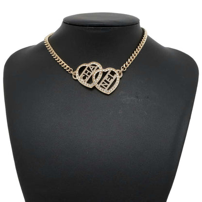 Chanel heart logo choker Gold ABB646 Metal Rhinestone