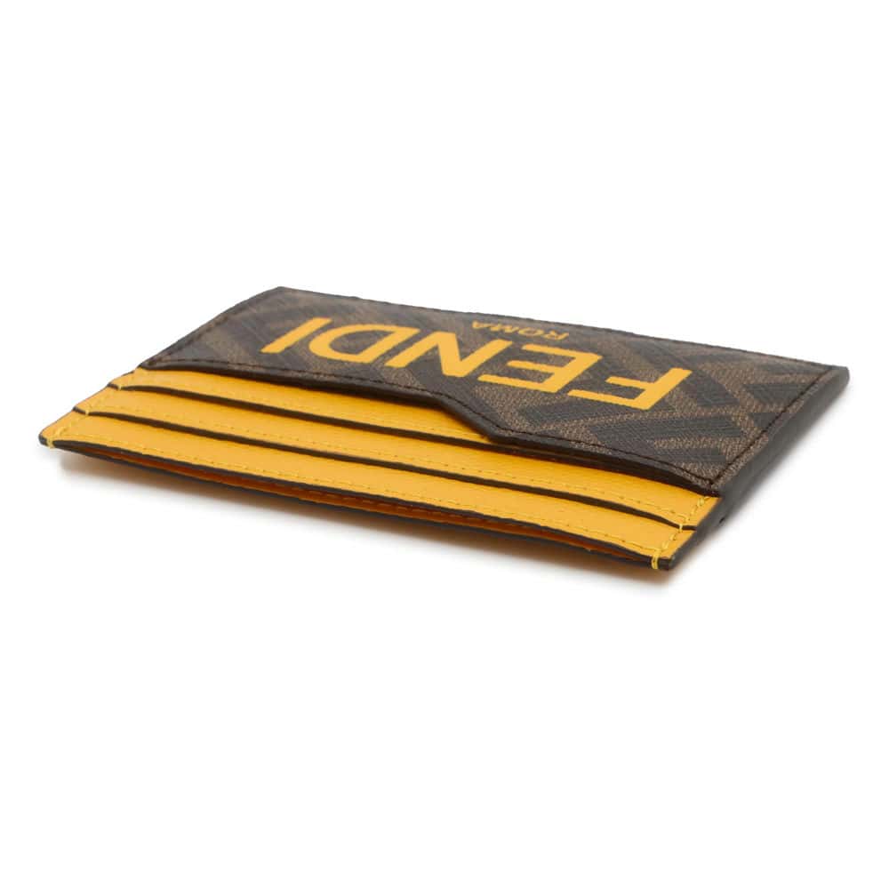 FENDI Card Case Brown/Yellow 7M0333 PVC  Leather