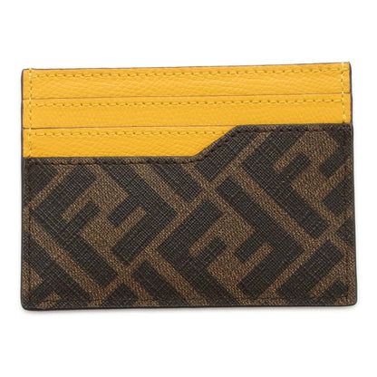 FENDI Card Case Brown/Yellow 7M0333 PVC  Leather