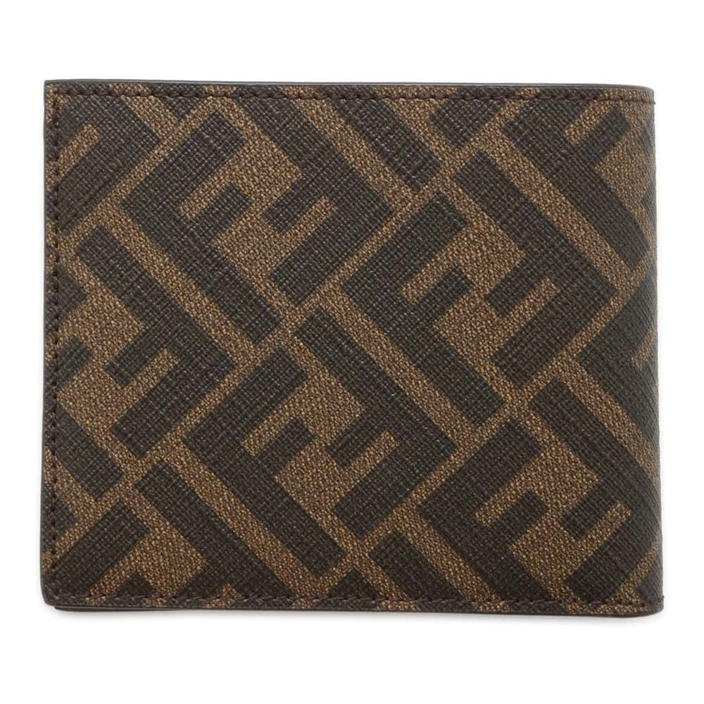 FENDI Bifold Wallet Brown/Yellow 7M0338 PVC/Leather