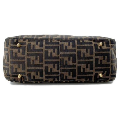 FENDI Zucca Tote Bag Khaki/Brown Canvas Leather