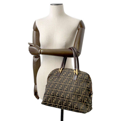 FENDI Zucca Tote Bag Khaki/Brown Canvas Leather
