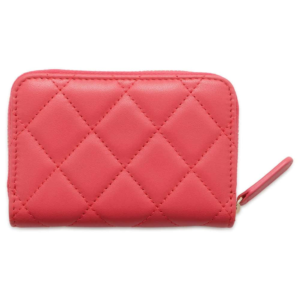 CHANEL Zip Around Matelasse Lucky Motif Mini Wallet Pink Lambskin