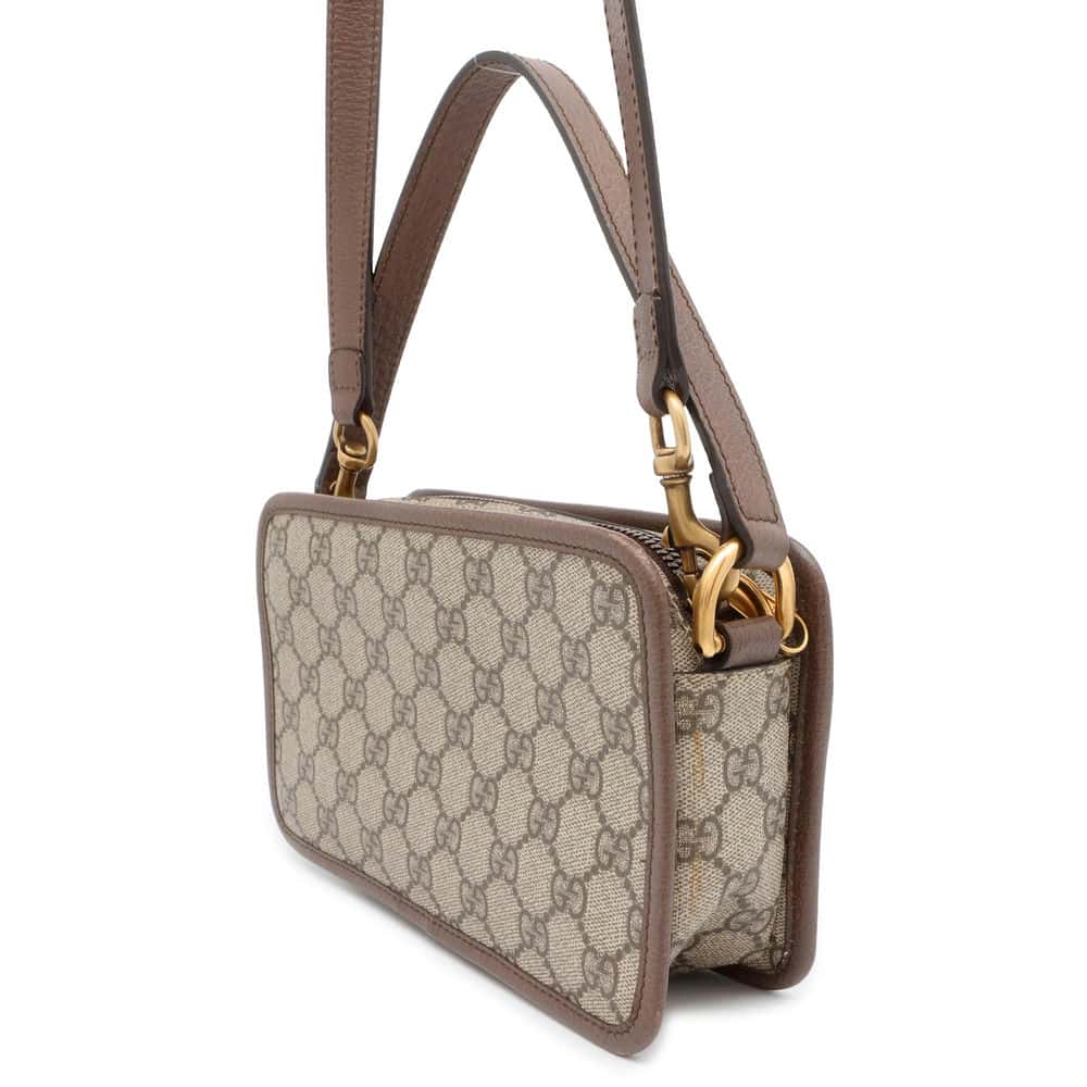 GUCCI Ophidi GG Supreme 2WAY Shoulder Bag Brown 598130 PVC Leather Size Small