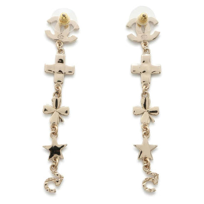 Chanel CC Logo Earrings Champagne Gold AB9853 Metal Rhinestone