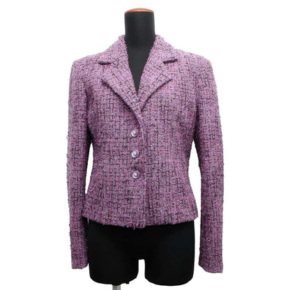 Chanel Tweed Jacket Size 36 Purple P72383 Acryl48% Polyester27% Cotton16% Polyamide9%