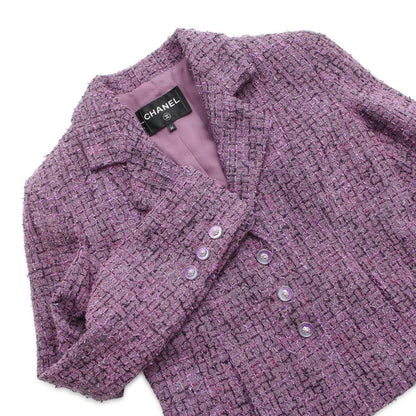 Chanel Tweed Jacket Size 36 Purple P72383 Acryl48% Polyester27% Cotton16% Polyamide9%