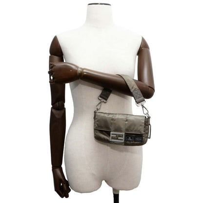 FENDI Porter 25th Anniversary Collaboration Bucket Phone Case 3way Crossbody Bag Khaki 7AS138 Nylon Leather Size Mini