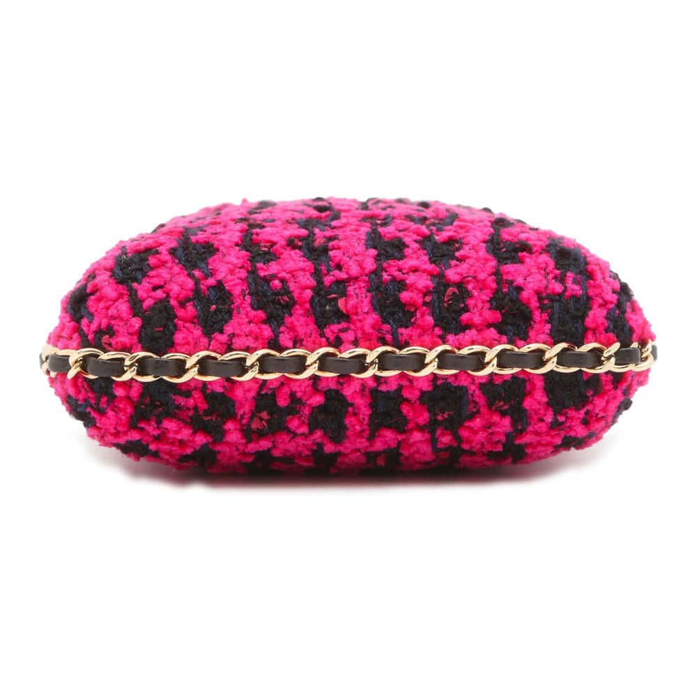 Chanel Phone Holder ChainShoulder Bag Fuschia Pink/Black A94471 Tweed Size Black