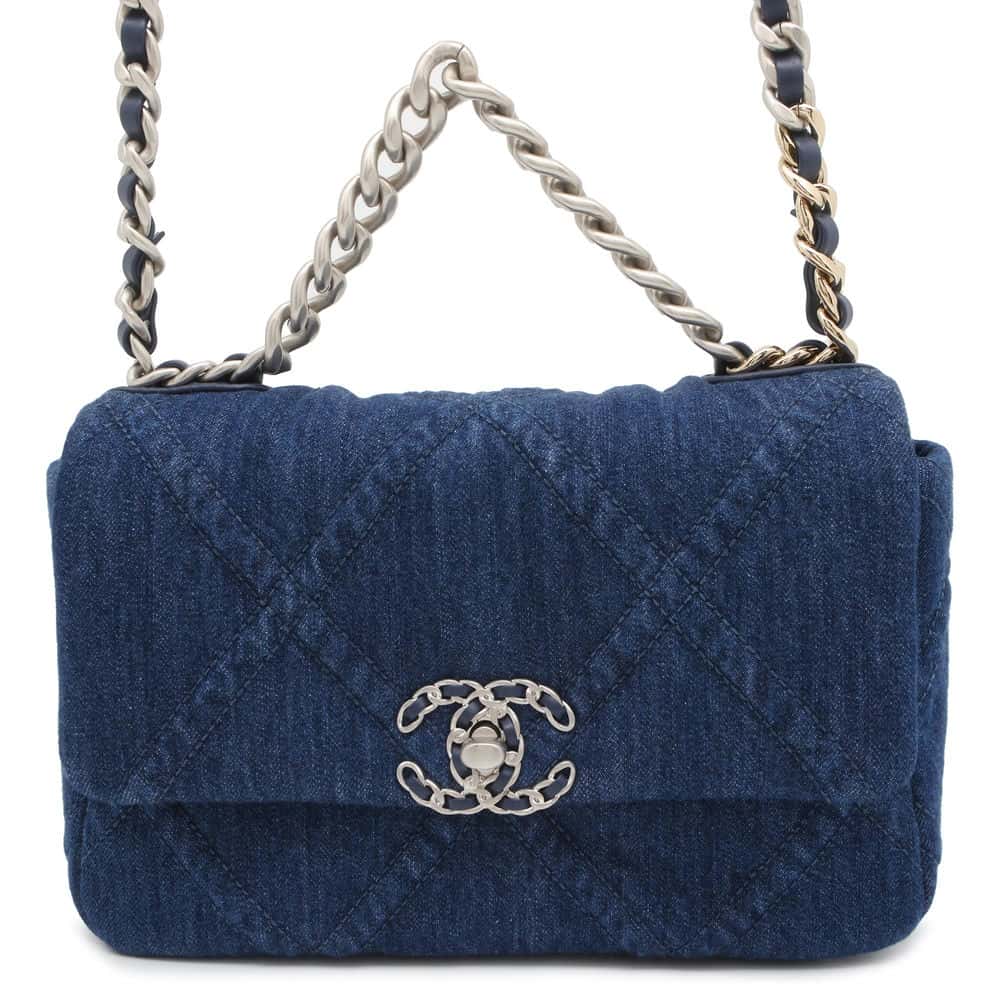Chanel Chanel19 Matelasse ChainShoulder Bag Blue AS1160 Denim