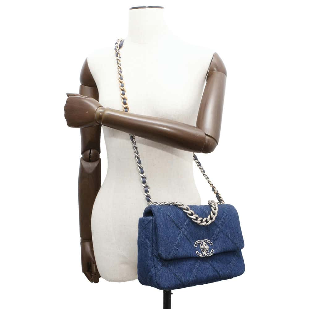Chanel Chanel19 Matelasse ChainShoulder Bag Blue AS1160 Denim