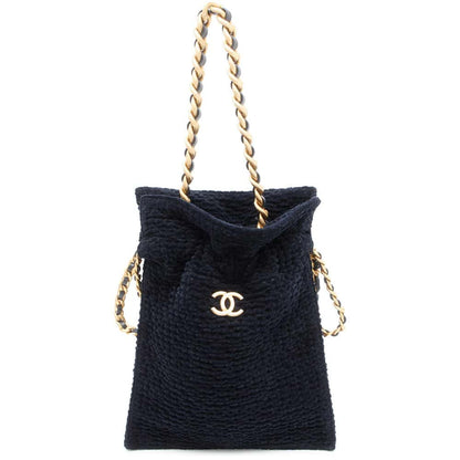 Chanel Shopping Bag Navy AS2169 Velvet