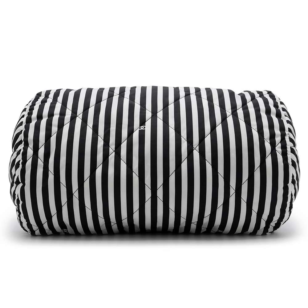 Chanel Striped 2WAY Bowling Bag White/Black AS4696 Nylon Size Large