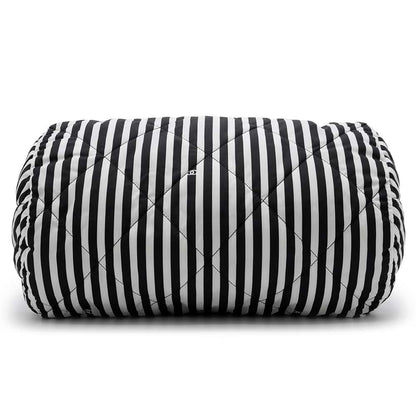 Chanel Striped 2WAY Bowling Bag White/Black AS4696 Nylon Size Large