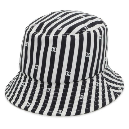 Chanel Coco Beach Stripe Hat Size S White/Black Polyamide100%