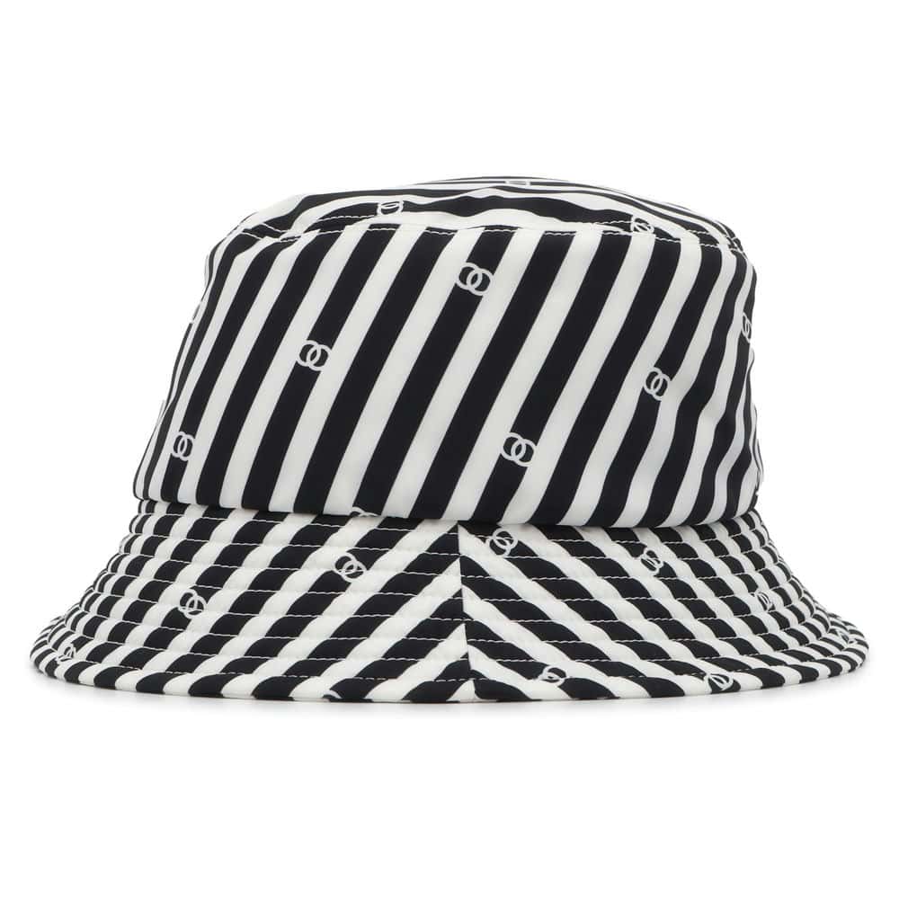 Chanel Coco Beach Stripe Hat Size S White/Black Polyamide100%