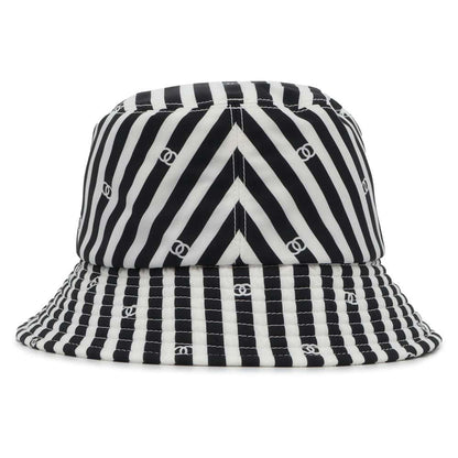 Chanel Coco Beach Stripe Hat Size S White/Black Polyamide100%
