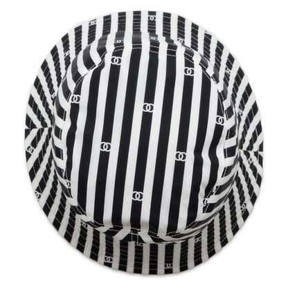Chanel Coco Beach Stripe Hat Size S White/Black Polyamide100%
