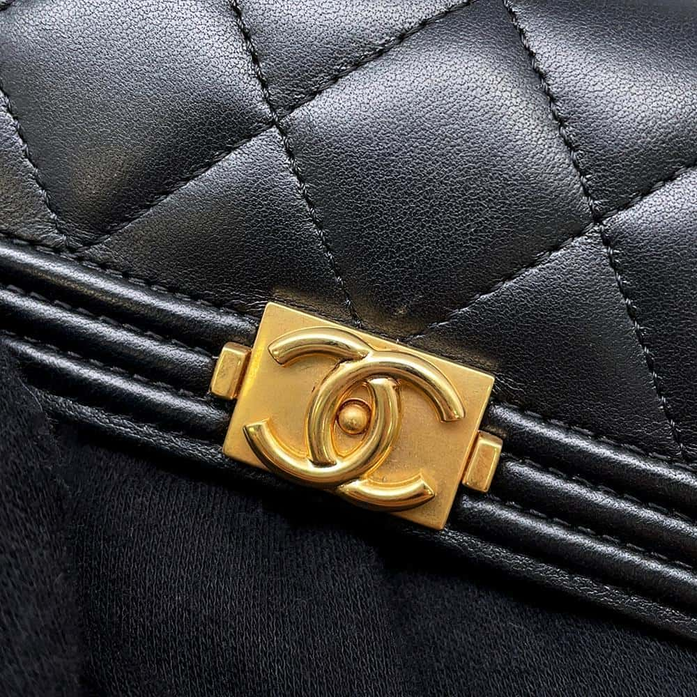 CHANEL Matelasse Boy Chanel Bifold Wallet Long Wealth Cloth Black A80286 Lambskin