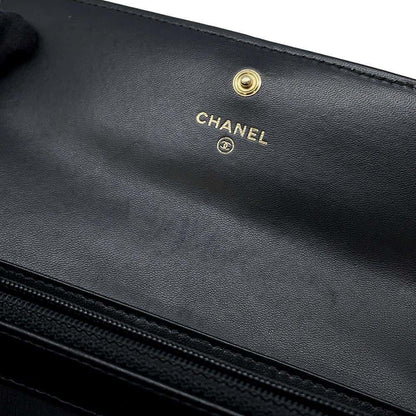 CHANEL Matelasse Boy Chanel Bifold Wallet Long Wealth Cloth Black A80286 Lambskin