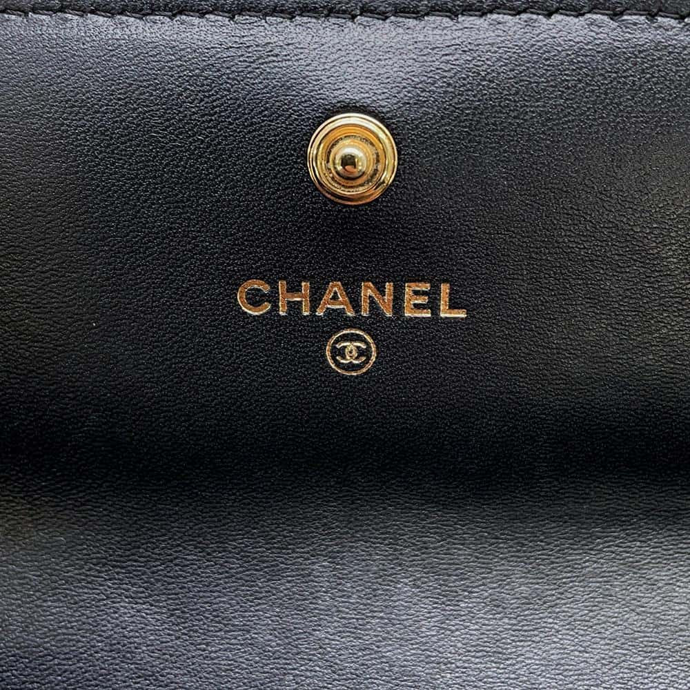 CHANEL Matelasse Boy Chanel Bifold Wallet Long Wealth Cloth Black A80286 Lambskin