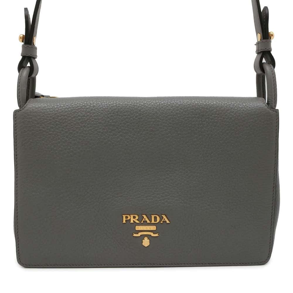 PRADA 2WAYShoulder Bag Gray 1BH031 Leather