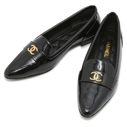 Chanel CC Logo Pointed Toe Pumps Black G45292 Patent Leather Size 39C