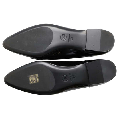 Chanel CC Logo Pointed Toe Pumps Black G45292 Patent Leather Size 39C