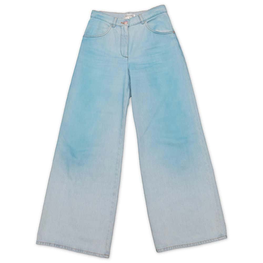 Chanel Gradation Wide Denim Pants Size 36 Blue P76361 Cotton100%