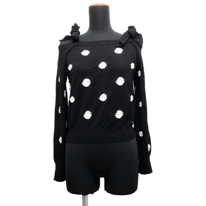 Chanel Camellia sweater pullover Size 34 Black/White P76049 Wool 76% Cotton16% Polyurethane1% Polyester4% Nylon3%