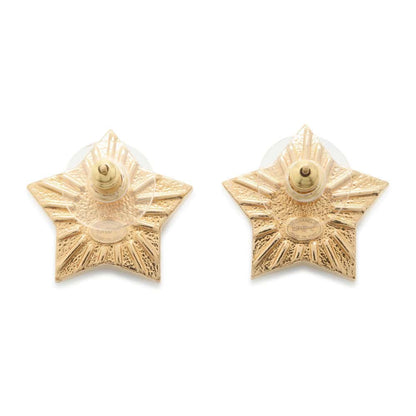 Chanel CC Logo Star Earrings Gold/White ABC401 Metal Rhinestone