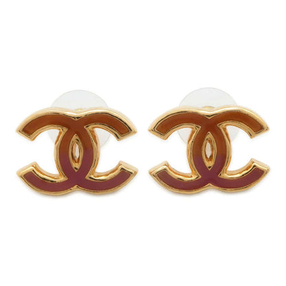 Chanel CC Logo Earrings Pink/Orange/Gold Metal Enamel