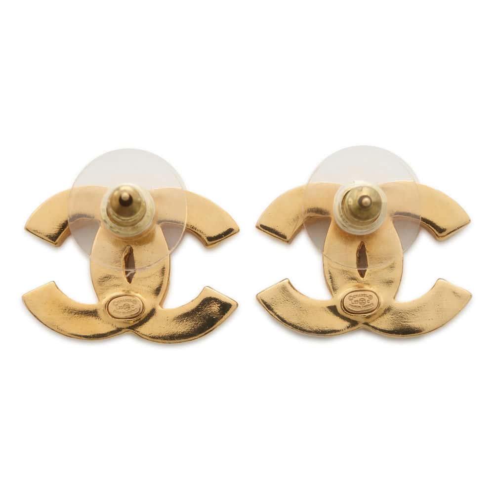 Chanel CC Logo Earrings Pink/Orange/Gold Metal Enamel