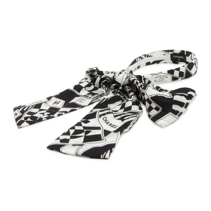 Chanel CC Logo Headband Black/White Silk100%