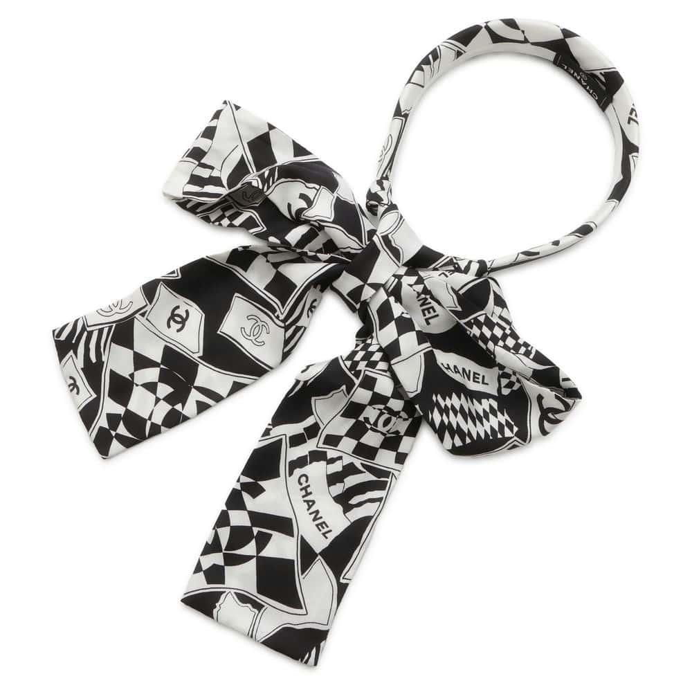 Chanel CC Logo Headband Black/White Silk100%