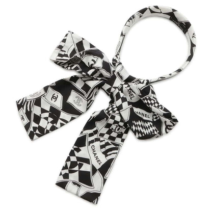 Chanel CC Logo Headband Black/White Silk100%