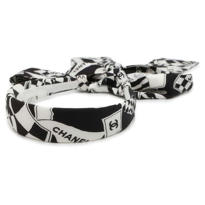 Chanel CC Logo Headband Black/White Silk100%