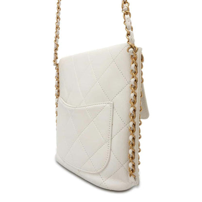 Chanel Matelasse Hobo ChainShoulder Bag White AS2542 Calf Leather