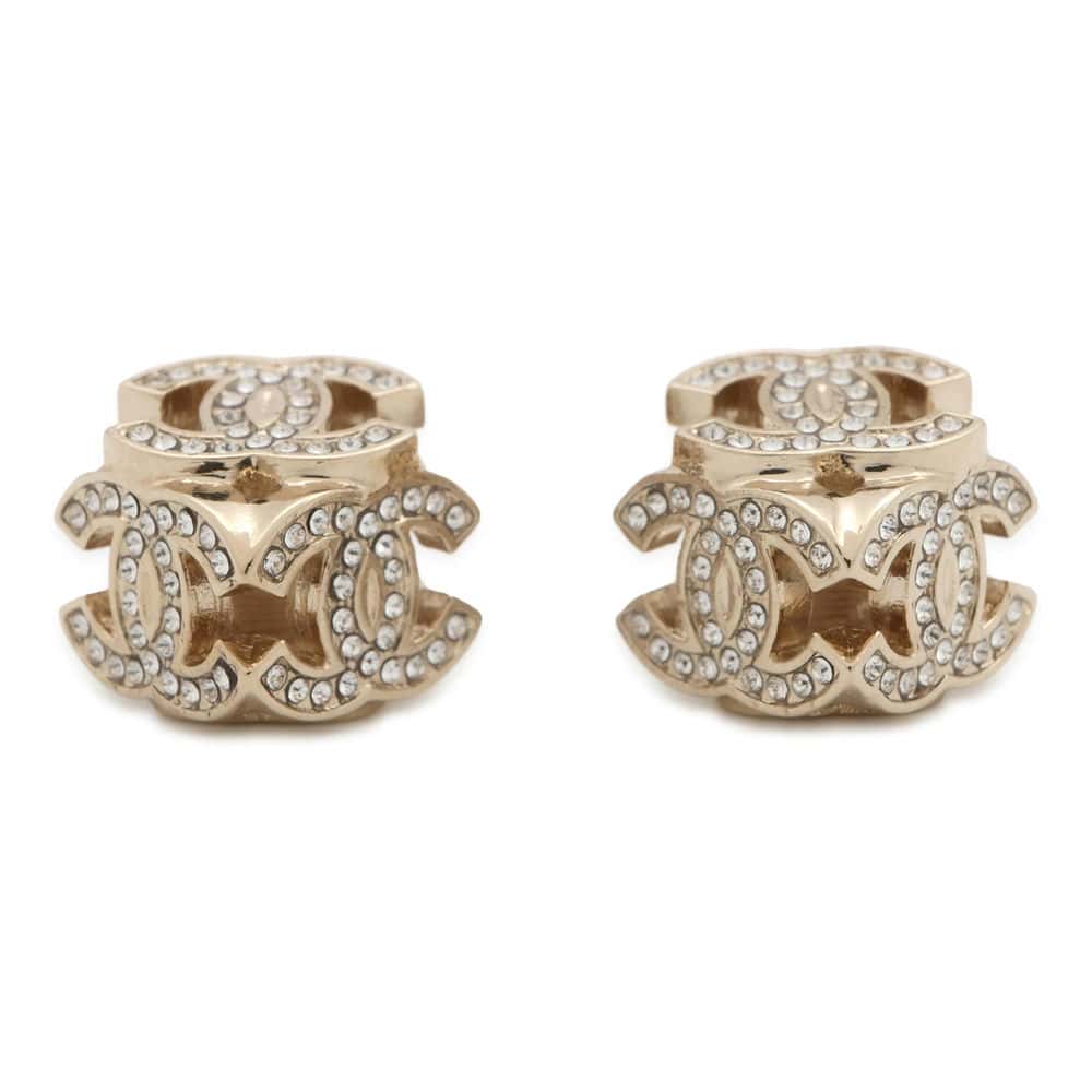 Chanel CC Logo Cube Earrings ABB785 Metal Rhinestone