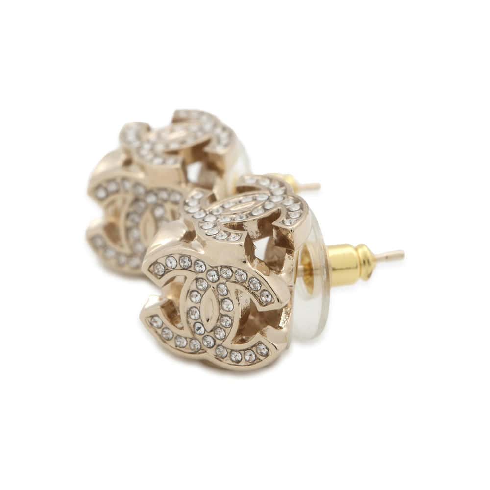 Chanel CC Logo Cube Earrings ABB785 Metal Rhinestone