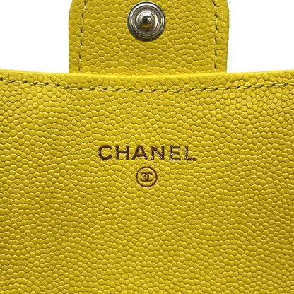 CHANEL Matelasse Classic Long Flap Wallet Yellow AP0241 Caviar Leather