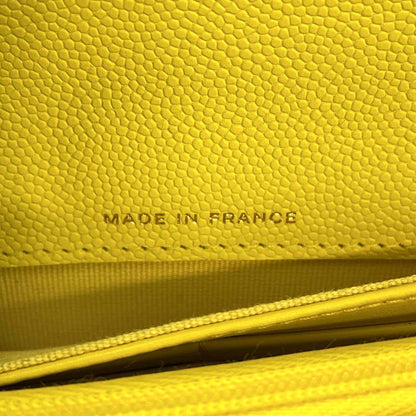 CHANEL Matelasse Classic Long Flap Wallet Yellow AP0241 Caviar Leather