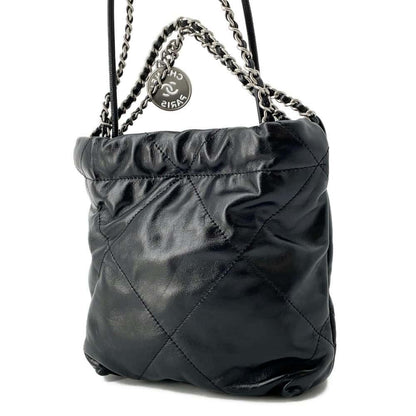 Chanel Chanel 22 CC Logo Matelasse Shoulder Bag Black AS3980 Shiny Calf Leather Size Mini
