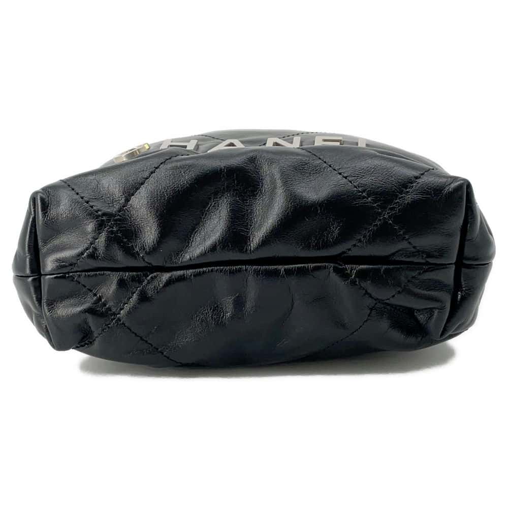 Chanel Chanel 22 CC Logo Matelasse Shoulder Bag Black AS3980 Shiny Calf Leather Size Mini