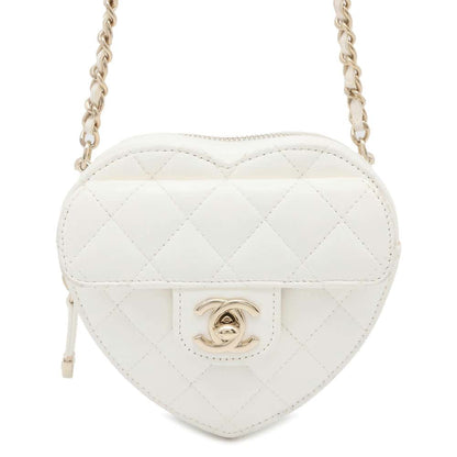 Chanel Matelasse Heart Chain Shoulder Bag White AP2784 Lambskin