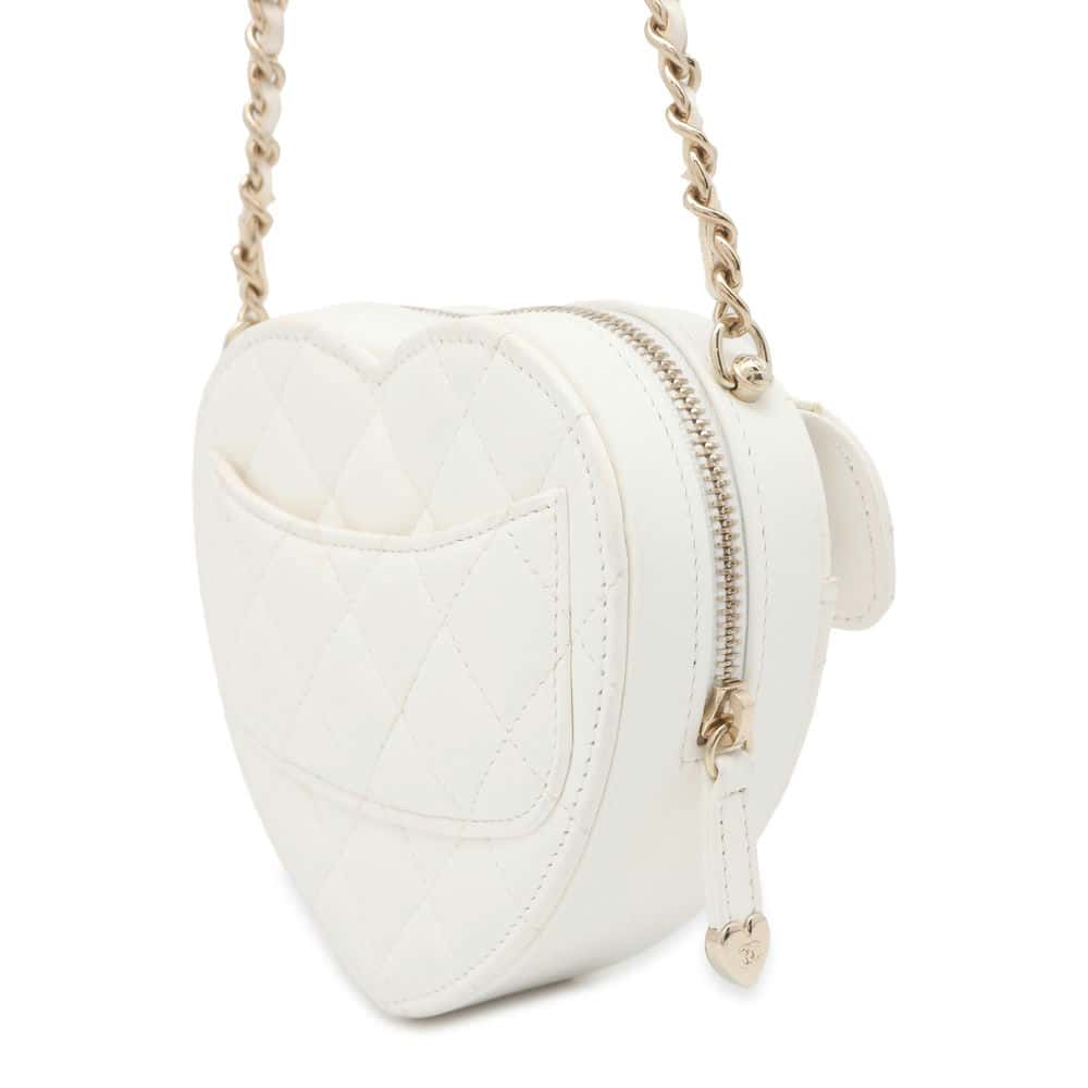 Chanel Matelasse Heart Chain Shoulder Bag White AP2784 Lambskin