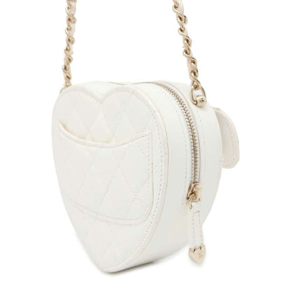 Chanel Matelasse Heart Chain Shoulder Bag White AP2784 Lambskin