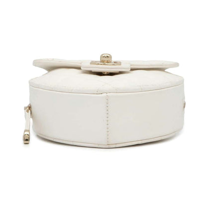 Chanel Matelasse Heart Chain Shoulder Bag White AP2784 Lambskin